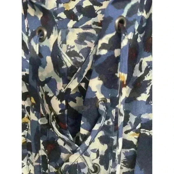 GERARD DAREL Silk Animal Print Lace Up Shirt Blue FR40 US8 - Picture 4 of 5